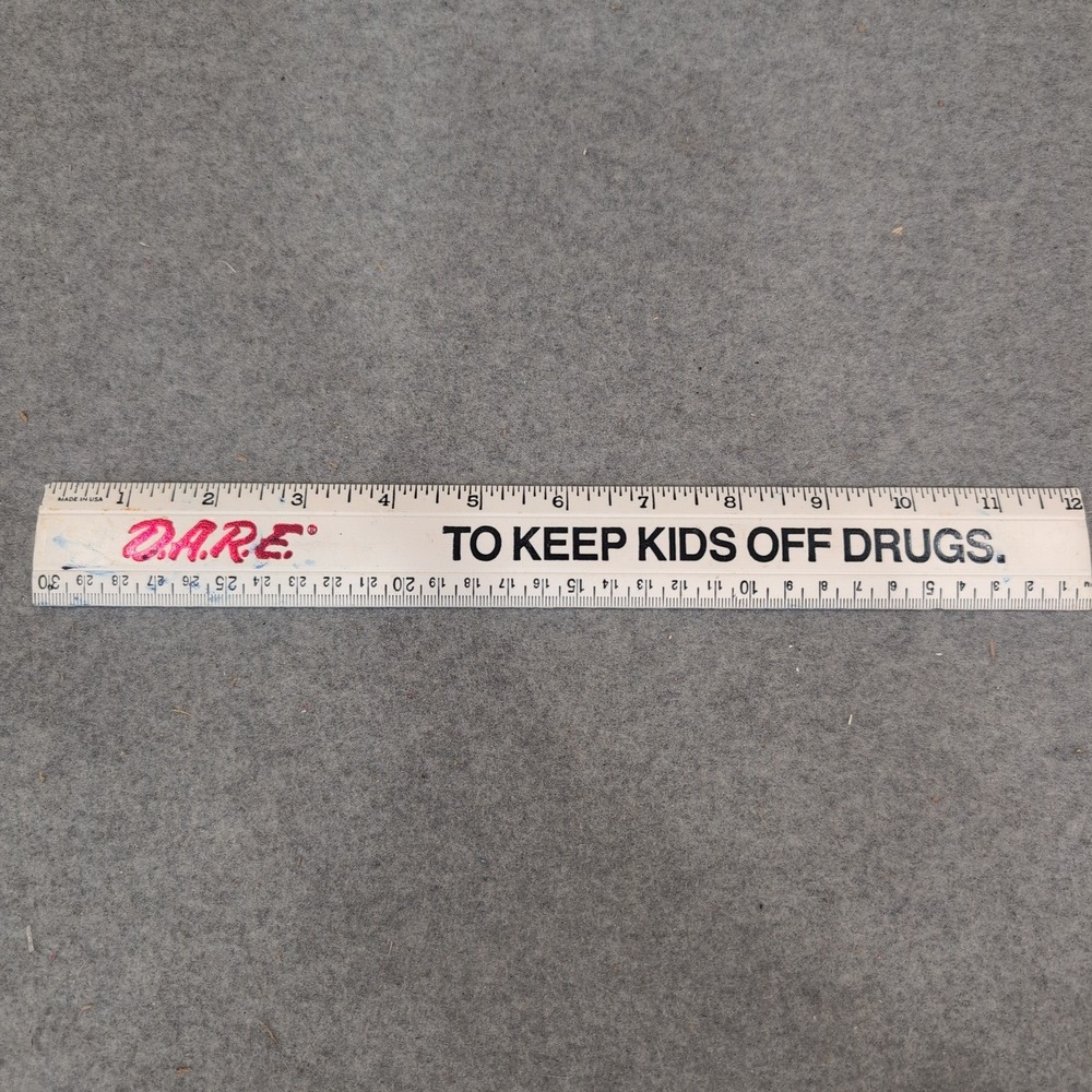 Vintage D.A.R.E. To Keep Kids Off Drugs 12 Inch Plastic Ruler White Made in USA - Picture 2 of 3